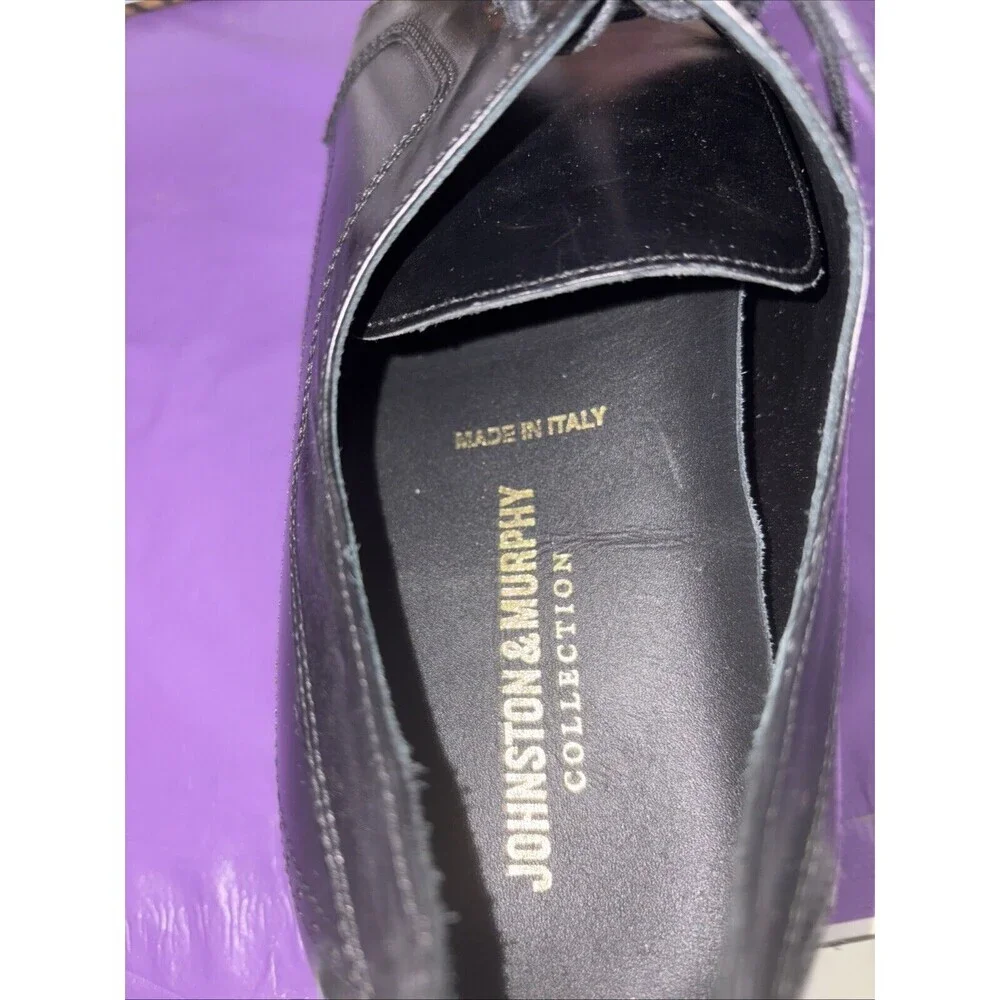 Johnston & Murphy Ellsworth Cap Toe Made in Italy Blk‎ Calfskin Leather 11.5M
